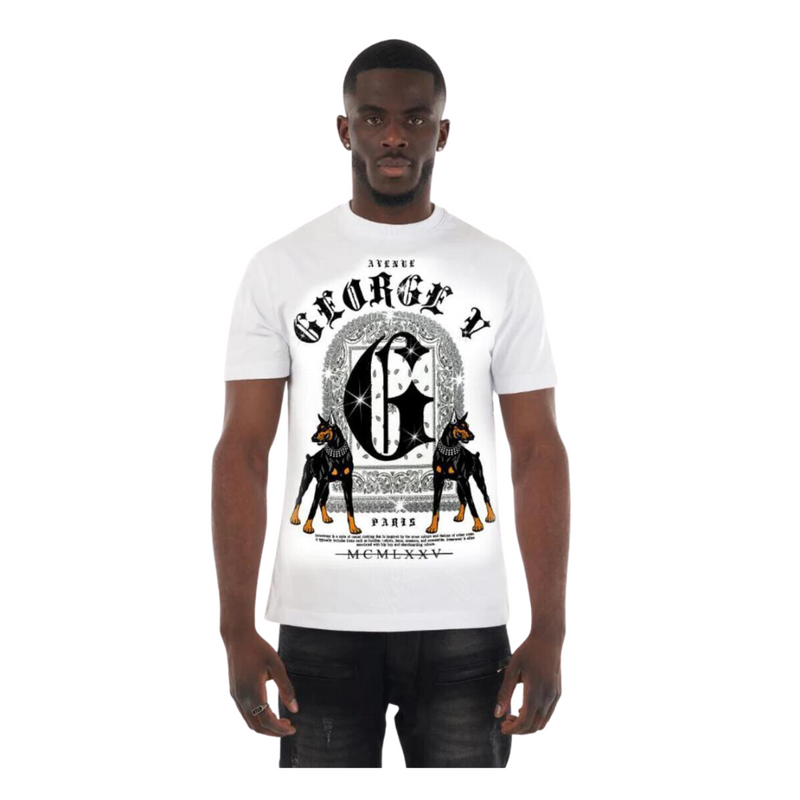 George V Paris White 'Doberman' T-Shirt