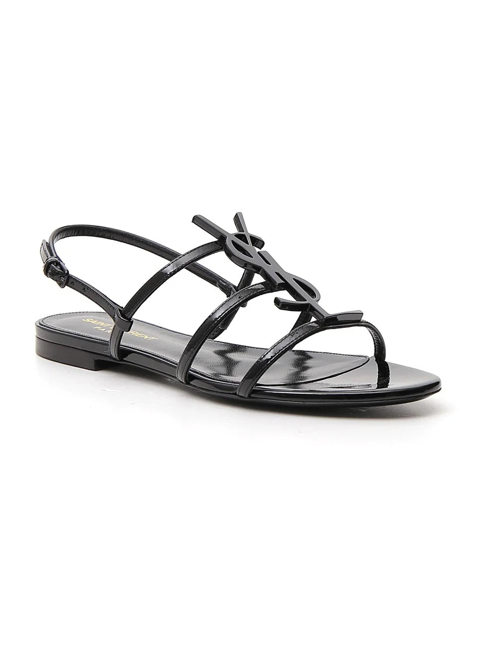 Yves Saint Laurent Black Cassandra  Flat Sandals