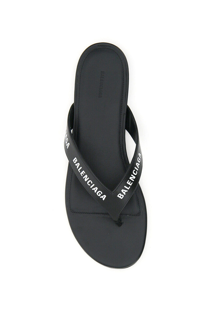 Balenciaga Black Logo Thong Sandals