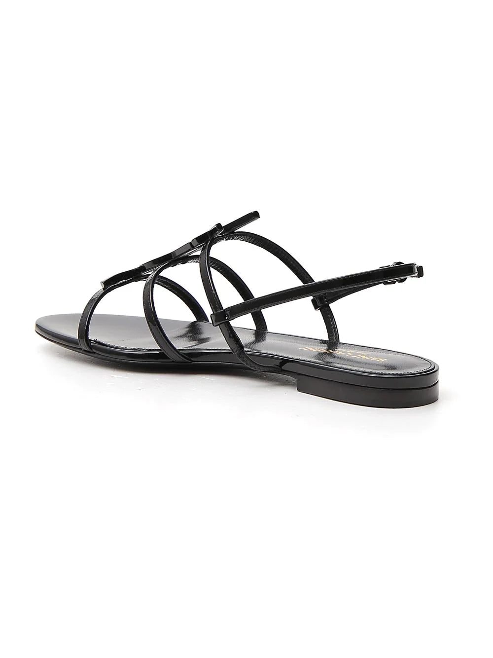 Yves Saint Laurent Black Cassandra  Flat Sandals