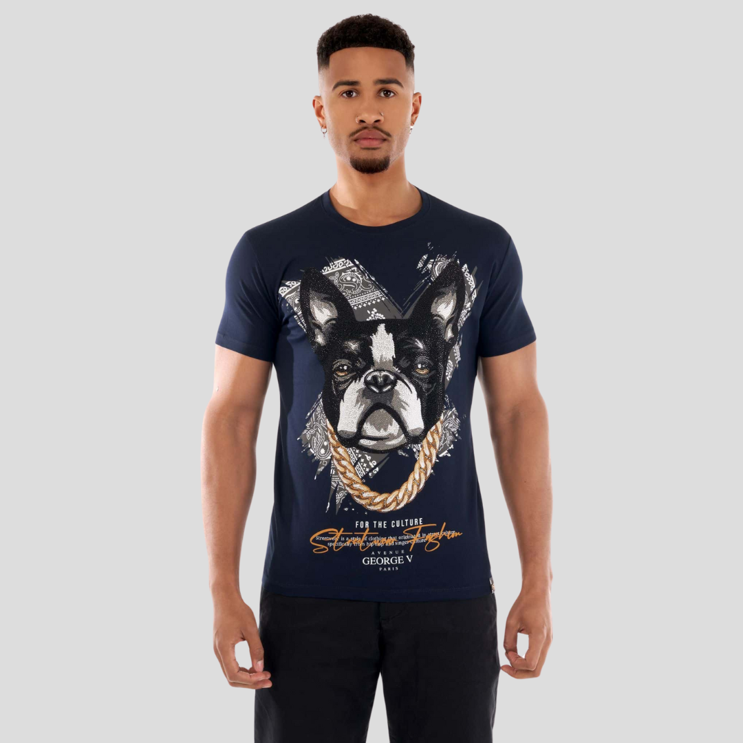 Avenue George V Paris Navy Chains T-Shirt