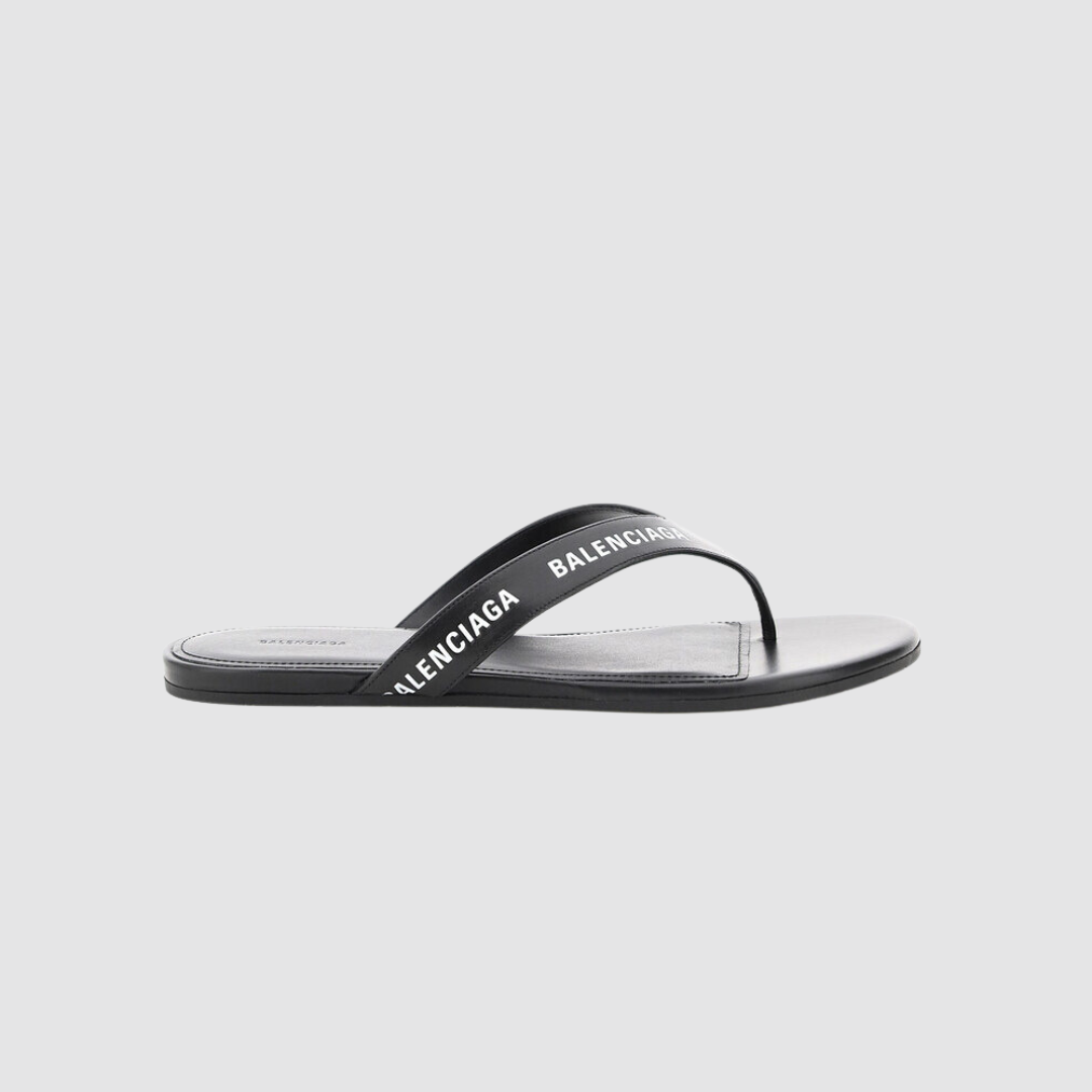 Balenciaga Black Logo Thong Sandals