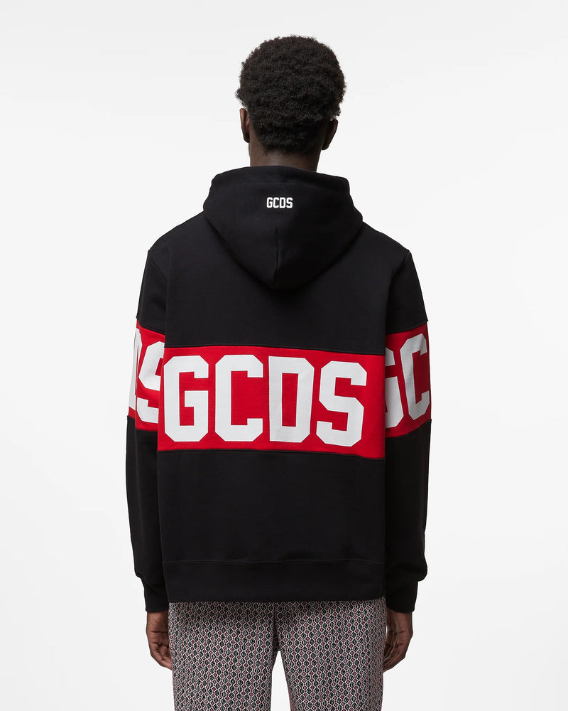 GCDS Black Logo Band Regular Hoodie