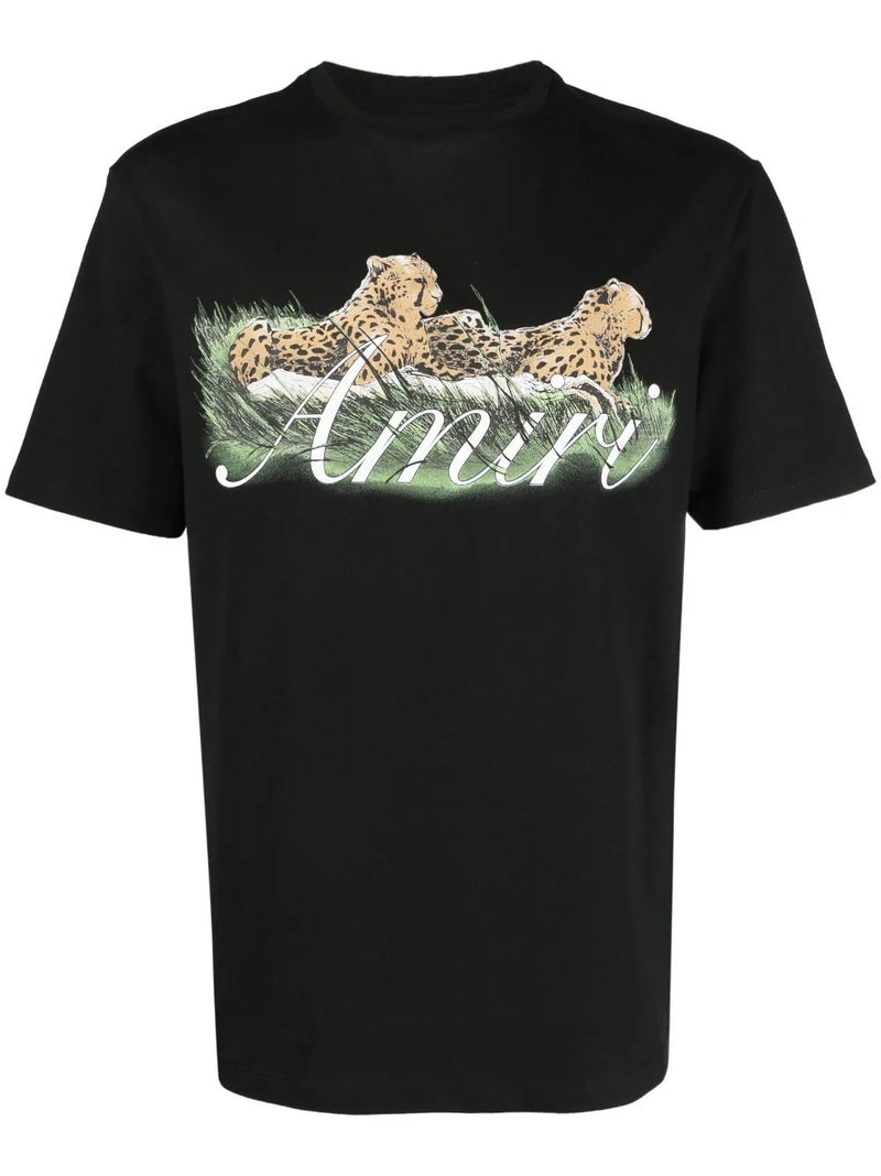 Amiri Black Cheetah Print T-Shirt