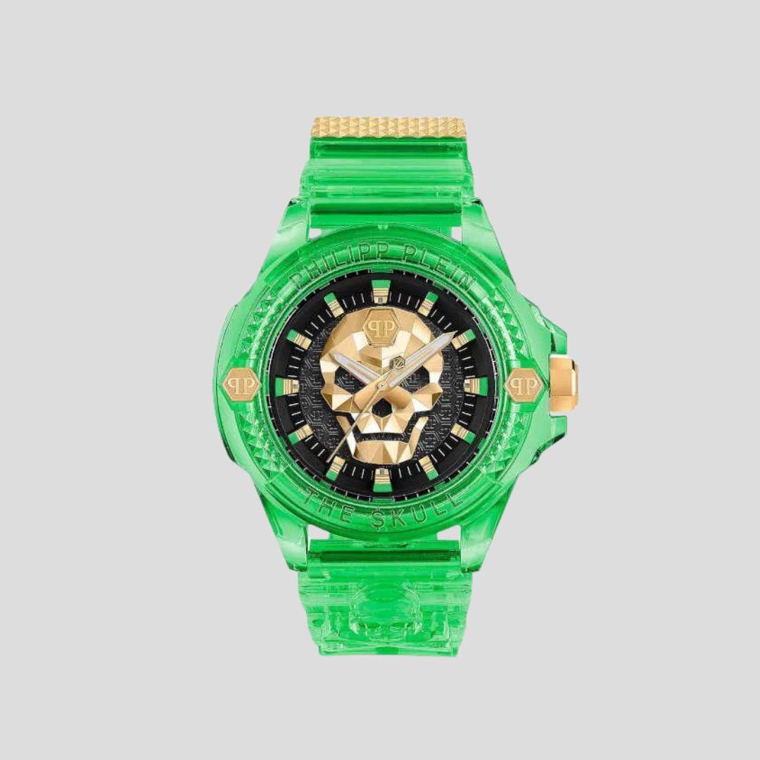 Philipp Plein Green The Skull Scuba Duba Watch