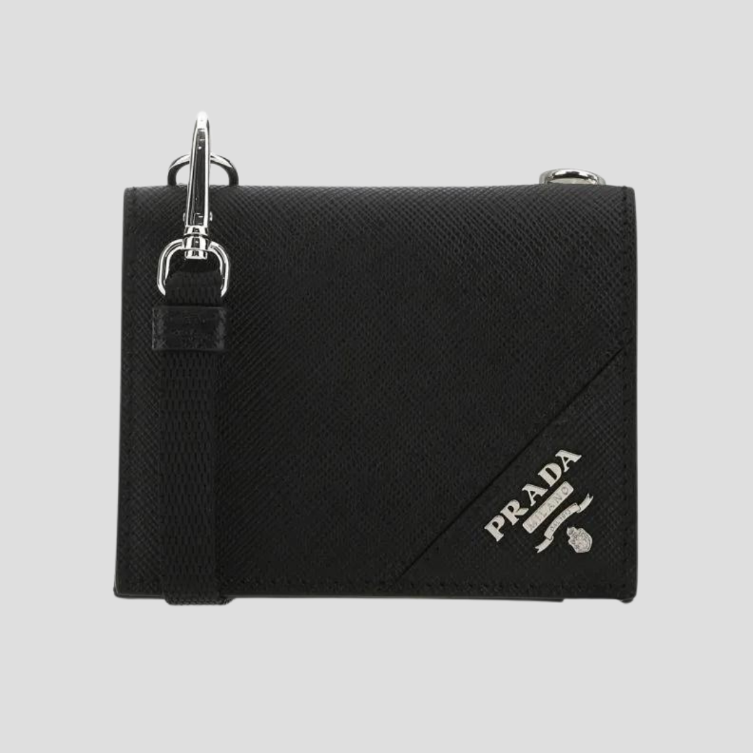 Prada Black Leather Holder Wallet