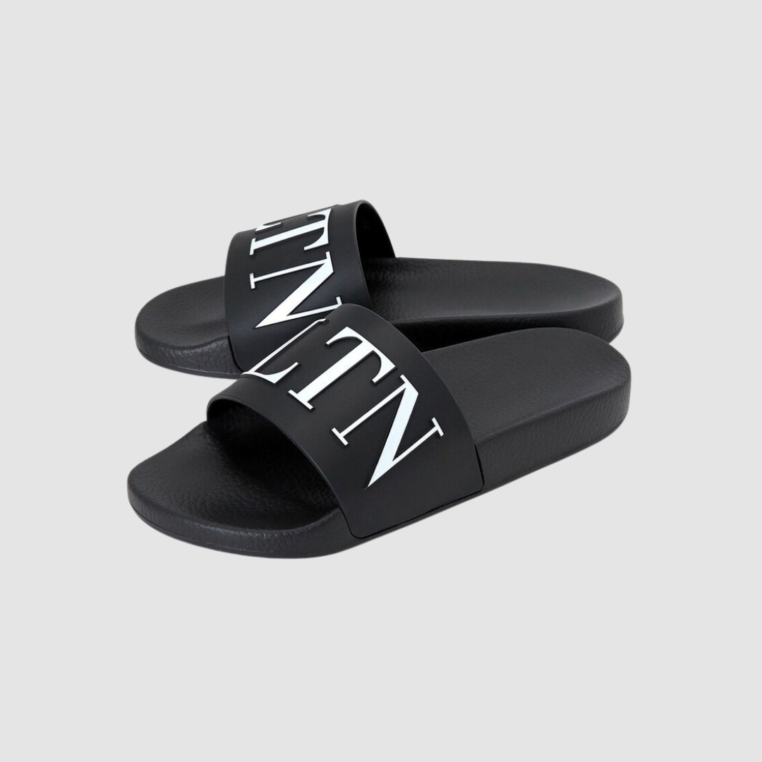 Valentino Garavani Black Logo Slides