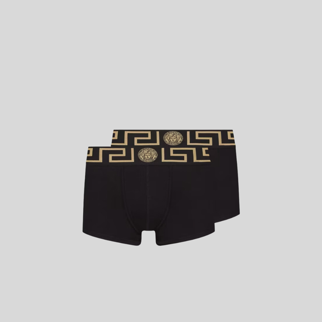 Versace Black 2-Pack Greca Border Trunks