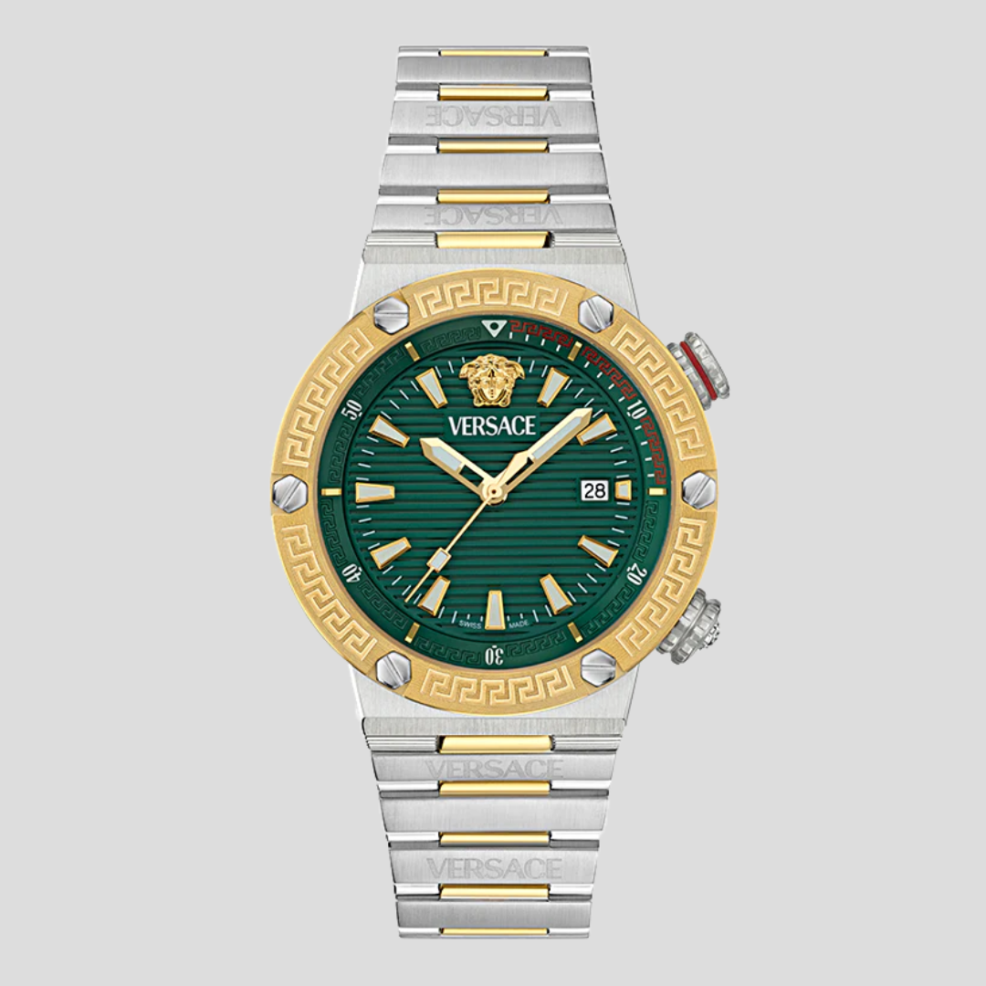 Versace Two Tone Greca Logo Diver Watch