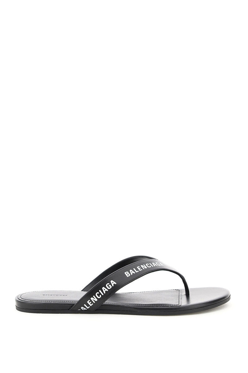 Balenciaga Black Logo Thong Sandals