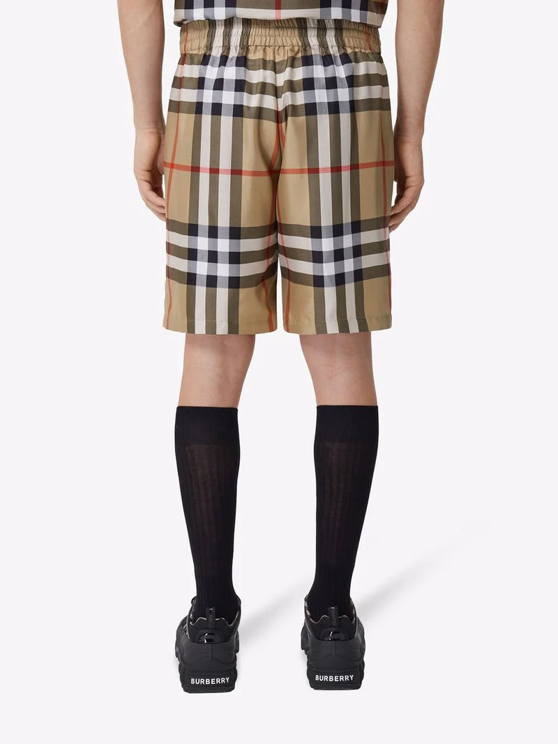 Burberry Beige Check-Print Shorts