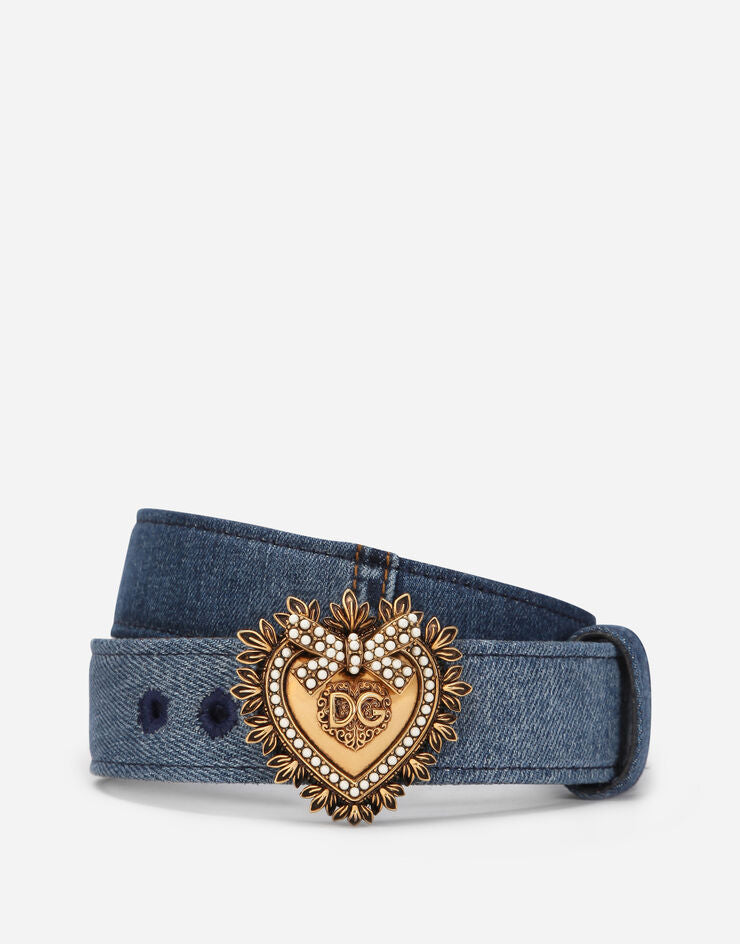 Gabbana Blue Denim Patchwork Belt