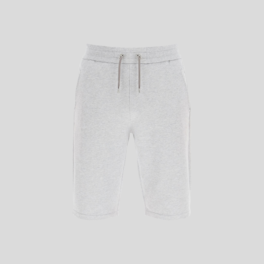  Balmain Gray Flocked Logo Shorts