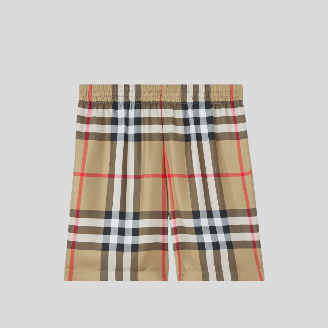 Burberry Beige Check-Print Shorts