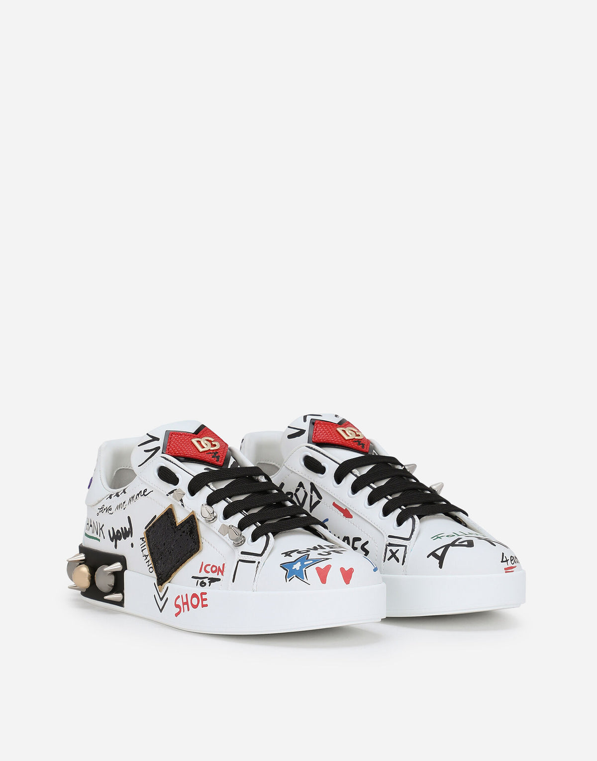 Dolce & Gabbana White Portofino Printed Sneakers