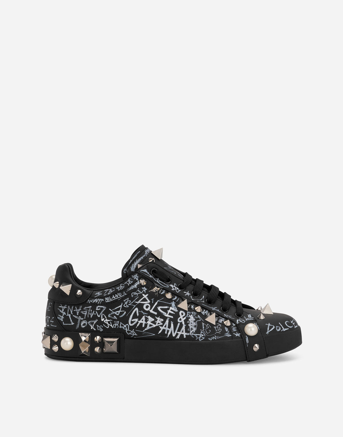 Dolce & Gabbana Black Portofino Studs Sneakers