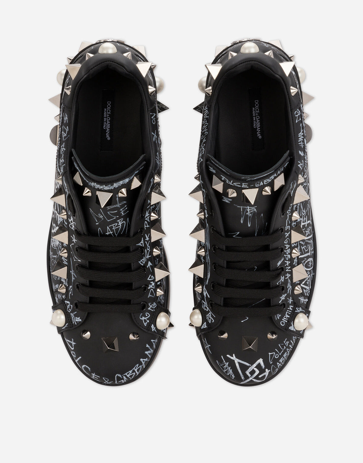 Dolce & Gabbana Black Portofino Studs Sneakers