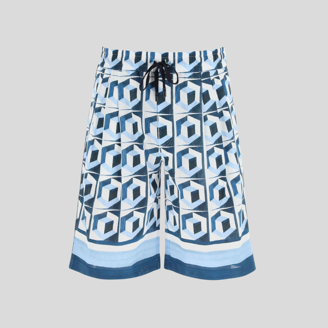 Blue Majolica Print Shorts