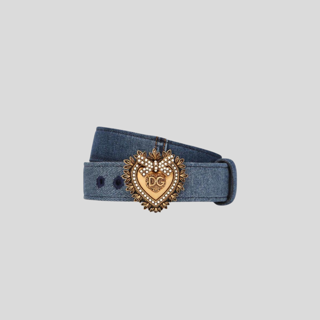 Gabbana Blue Denim Patchwork Belt