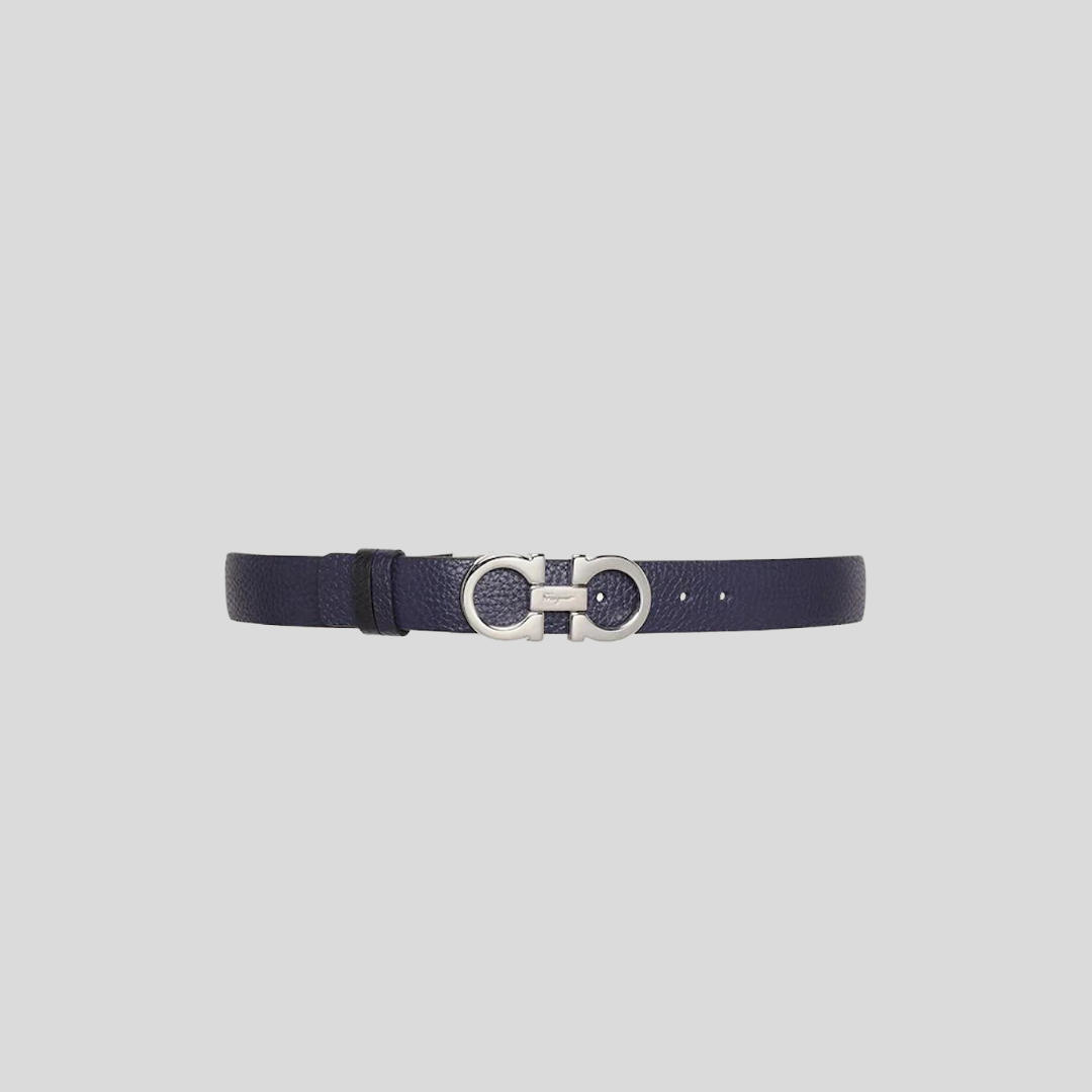 Salvatore Ferragamo Black Reversible Gancini Belt