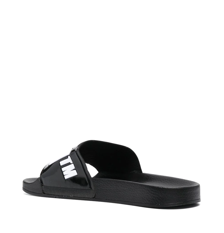 Philipp Plein Black Logo-Print Slides