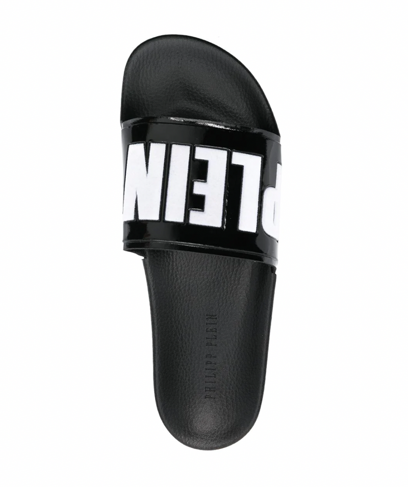 Philipp Plein Black Logo-Print Slides