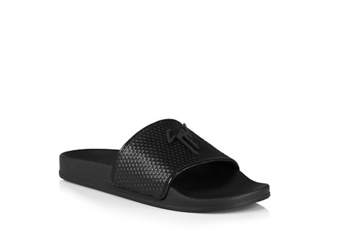  Black  Leather Slides