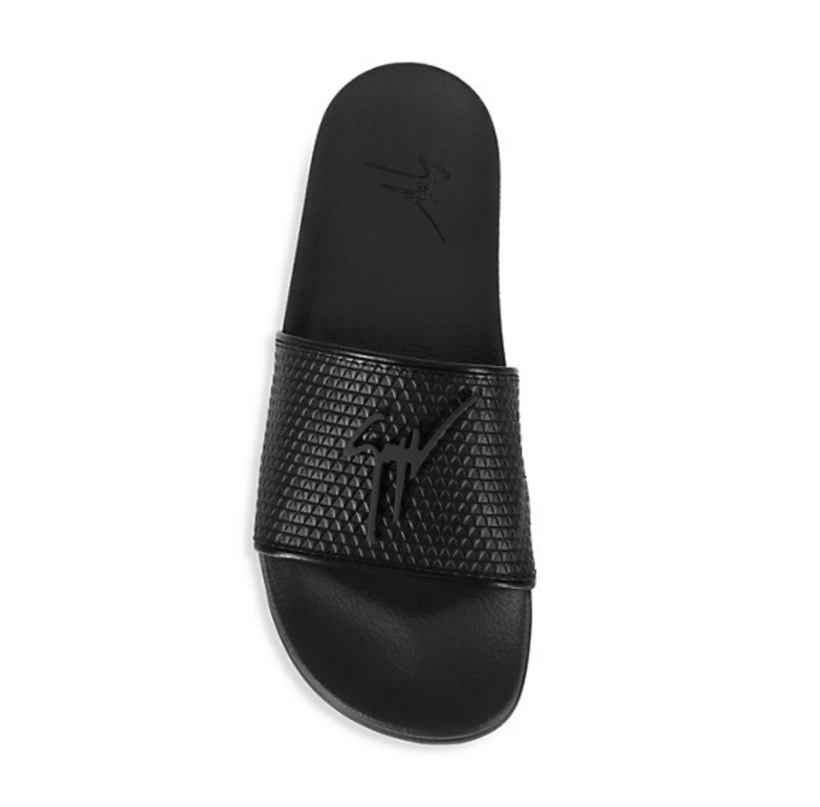  Black  Leather Slides