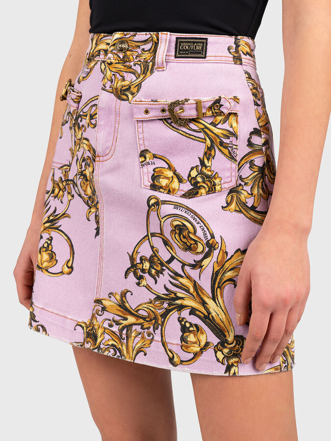 Versace Jeans Couture Pink Baroque Print Skirt