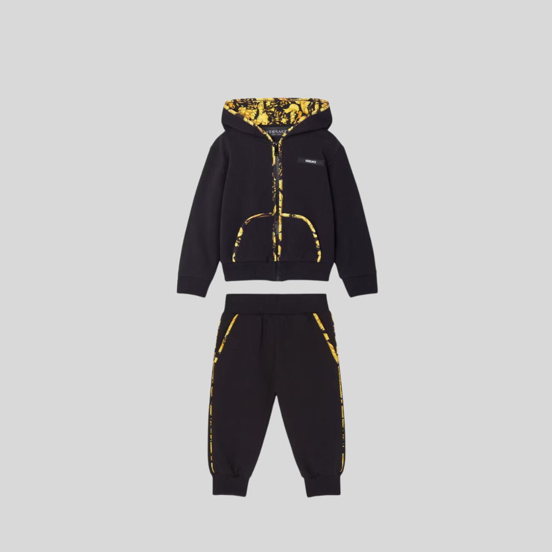 Versace Kids Black Barocco Tracksuit Set