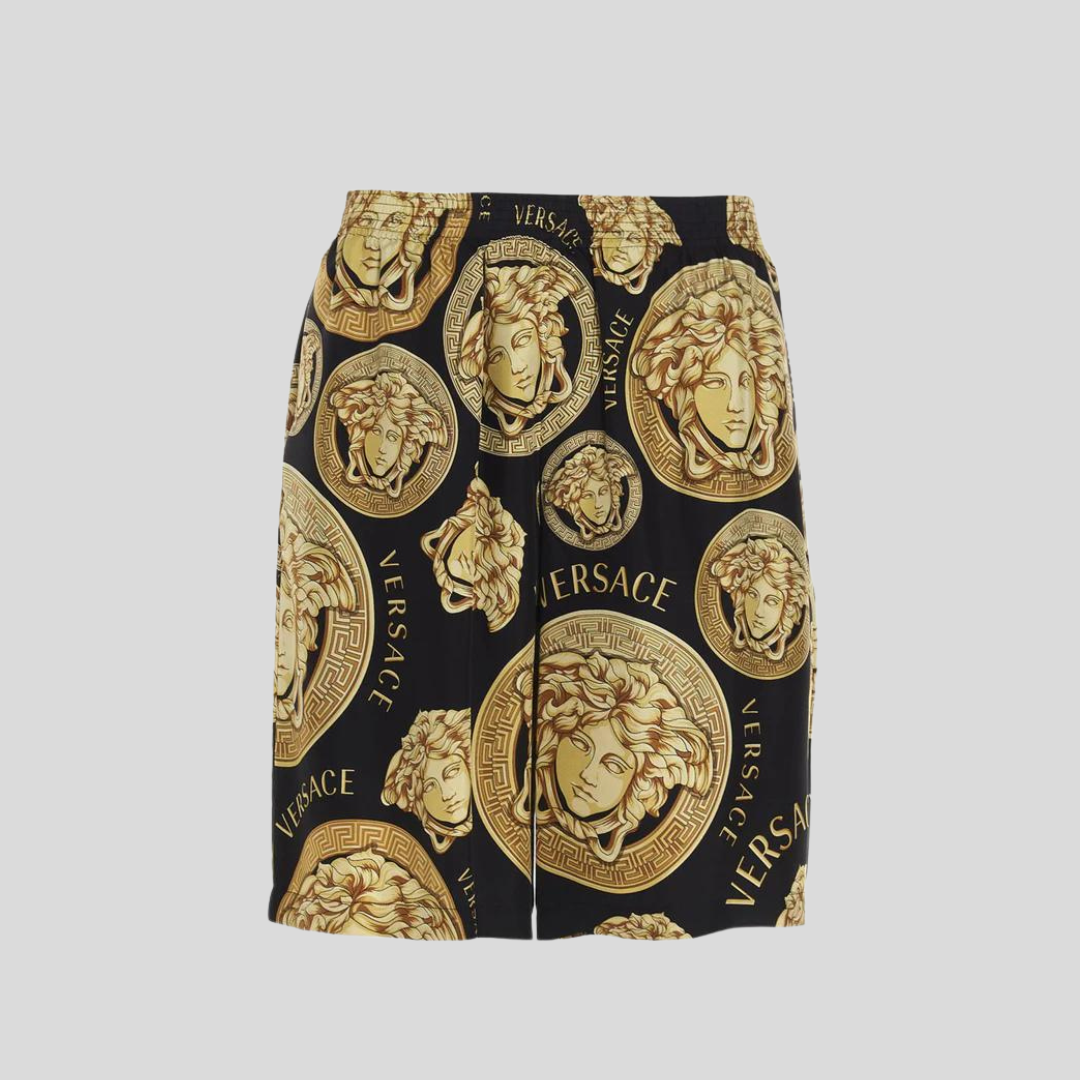 Versace Black Medusa Logo Print Track Shorts