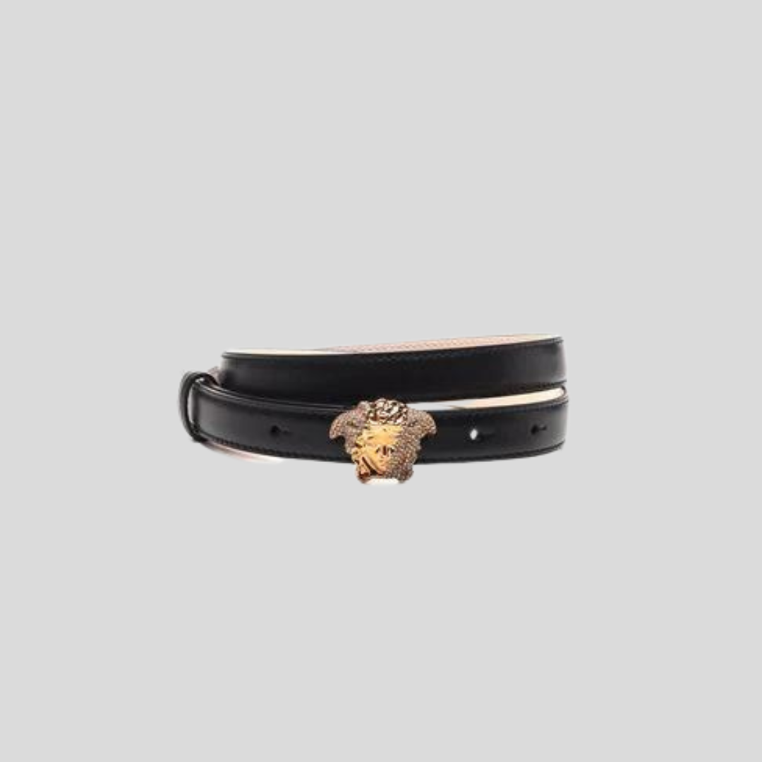 Versace Black Palazzo Dia Crystal Belt