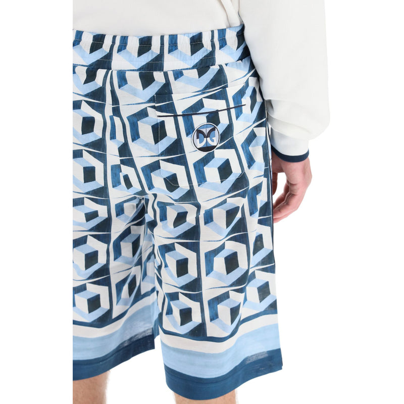 Blue Majolica Print Shorts