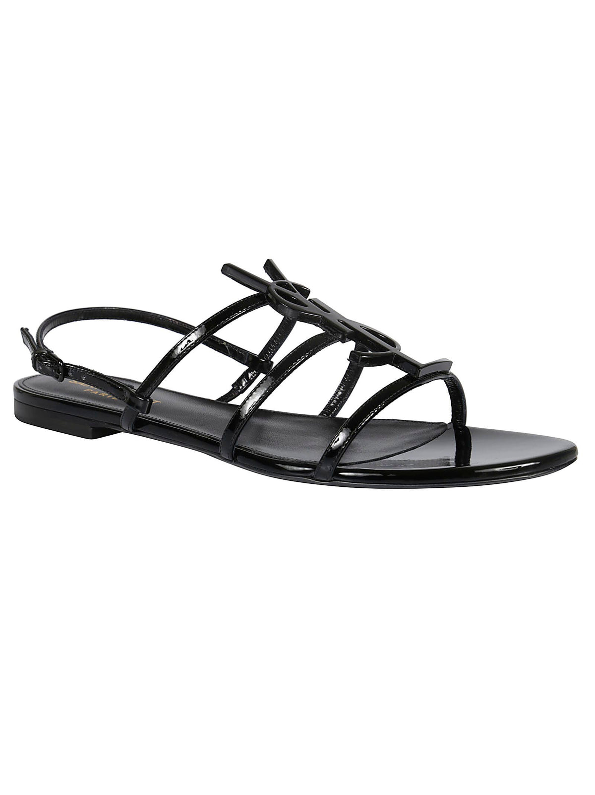 Yves Saint Laurent Black Cassandra  Flat Sandals