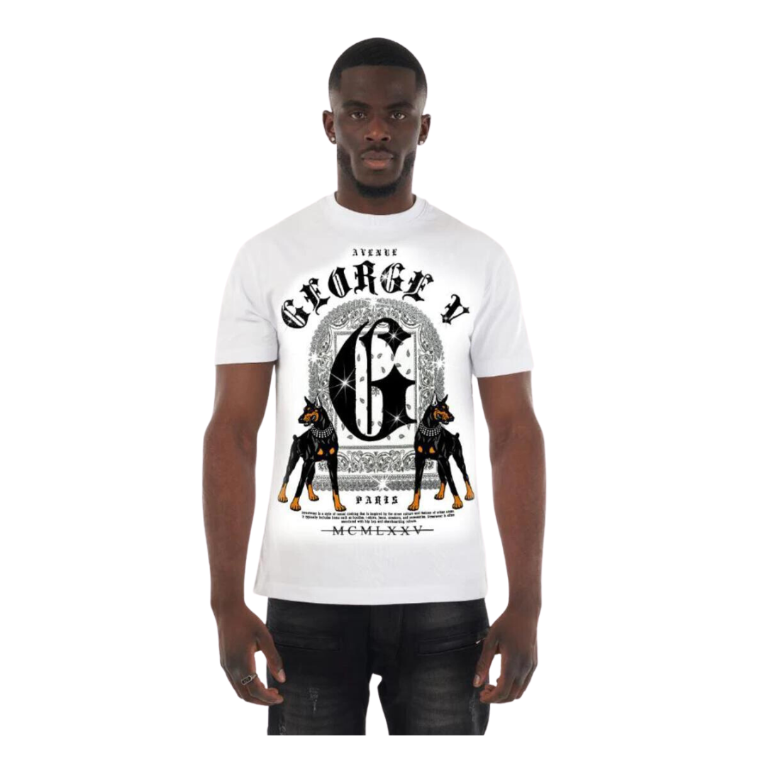 George V Paris White 'Doberman' T-Shirt