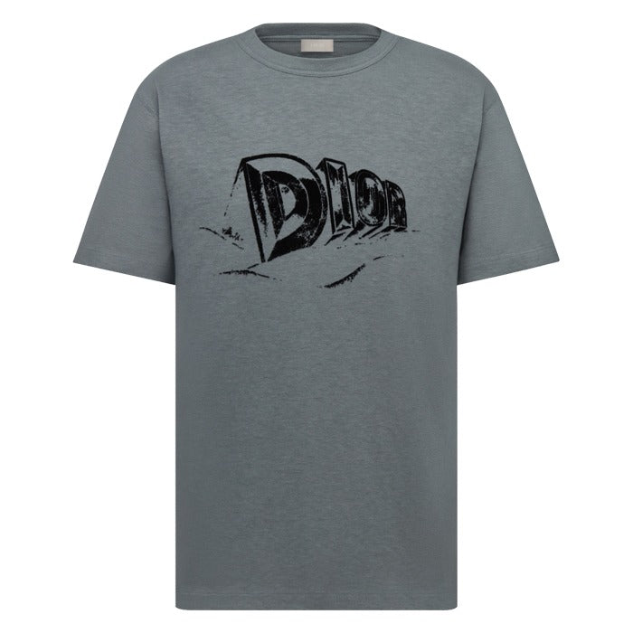 Christian Dior Grey Slub Cotton Jersey T-Shirt