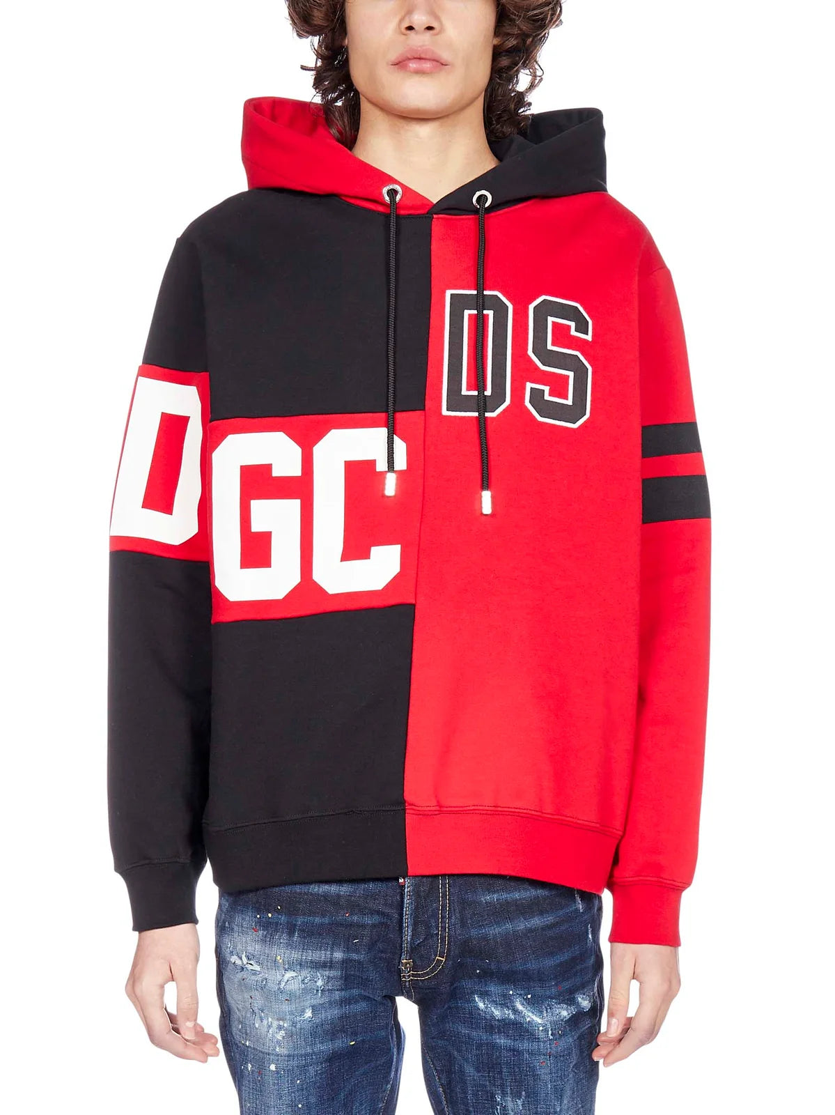 GCDS Bicolor Deconstructed Logo Print Hoodie