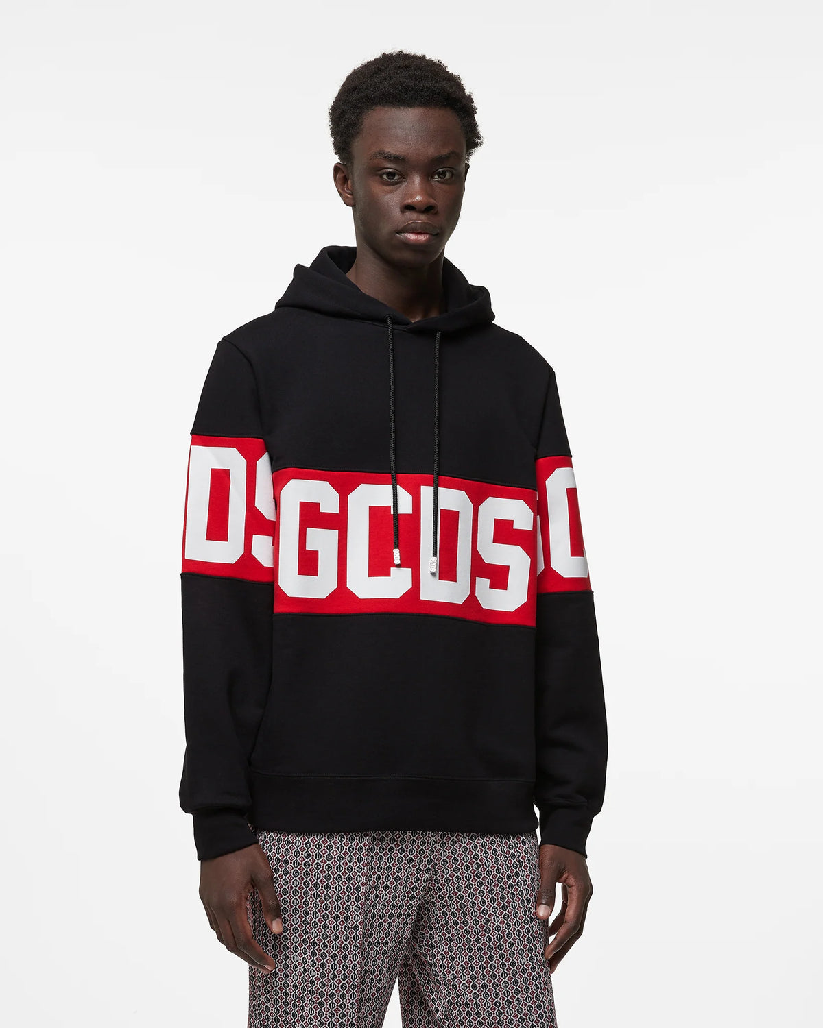 GCDS Black Logo Band Regular Hoodie