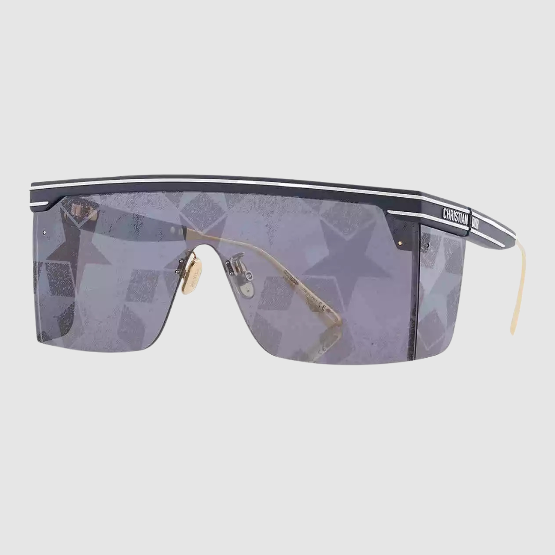 Christian Dior Mirror Blue Star Print Shield Sunglasses