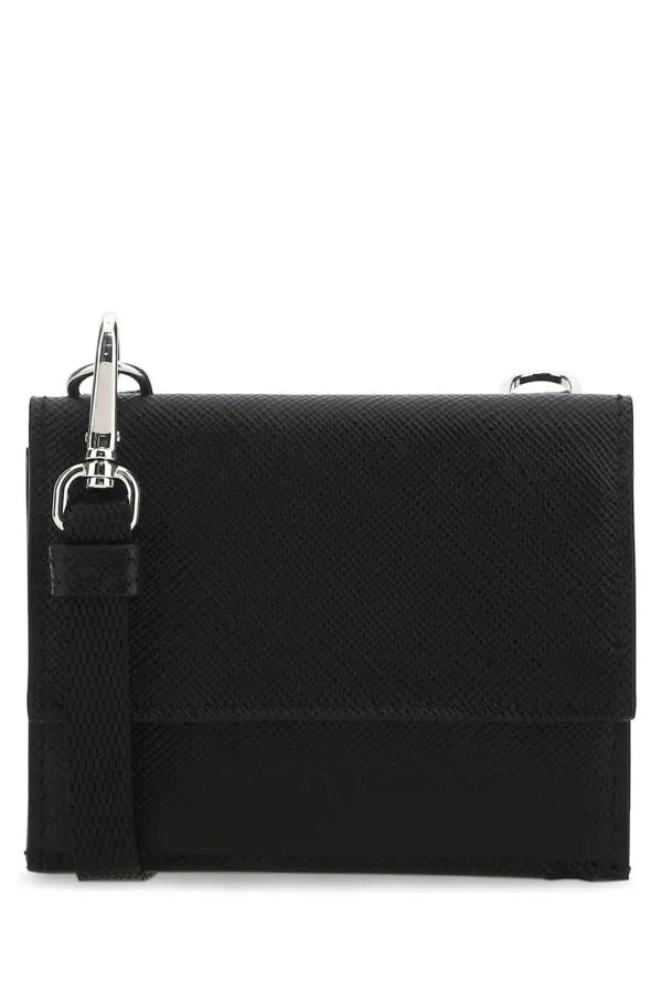 Prada Black Leather Holder Wallet