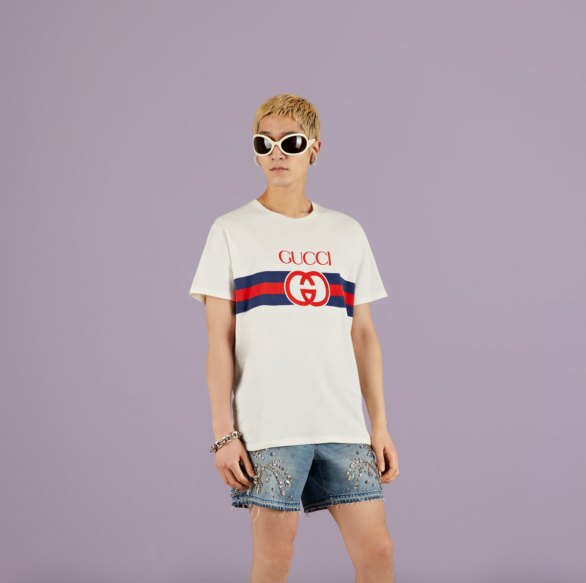 Gucci White Interlocking G-Cotton T-Shirt