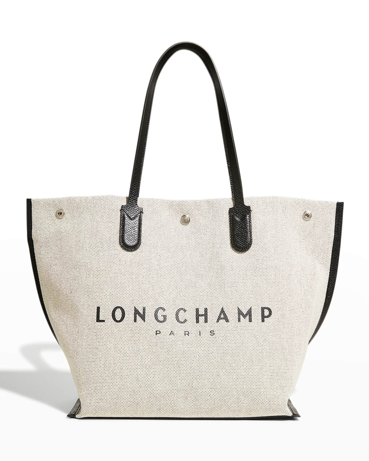 Longchamp Ecru Horse Logo Essential Canvas Tote Bag