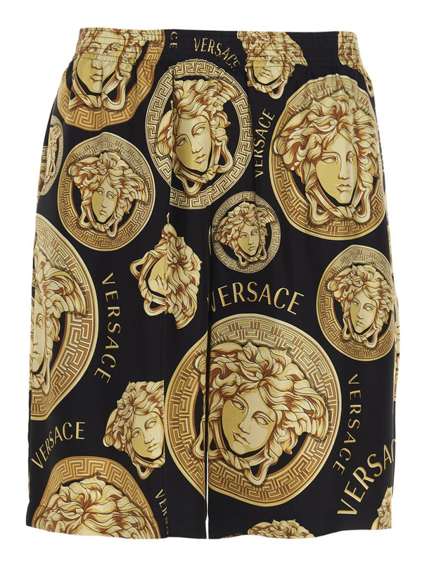 Versace Black Medusa Logo Print Track Shorts