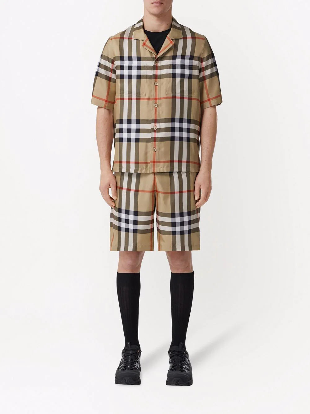 Burberry Beige Check-Print Shorts