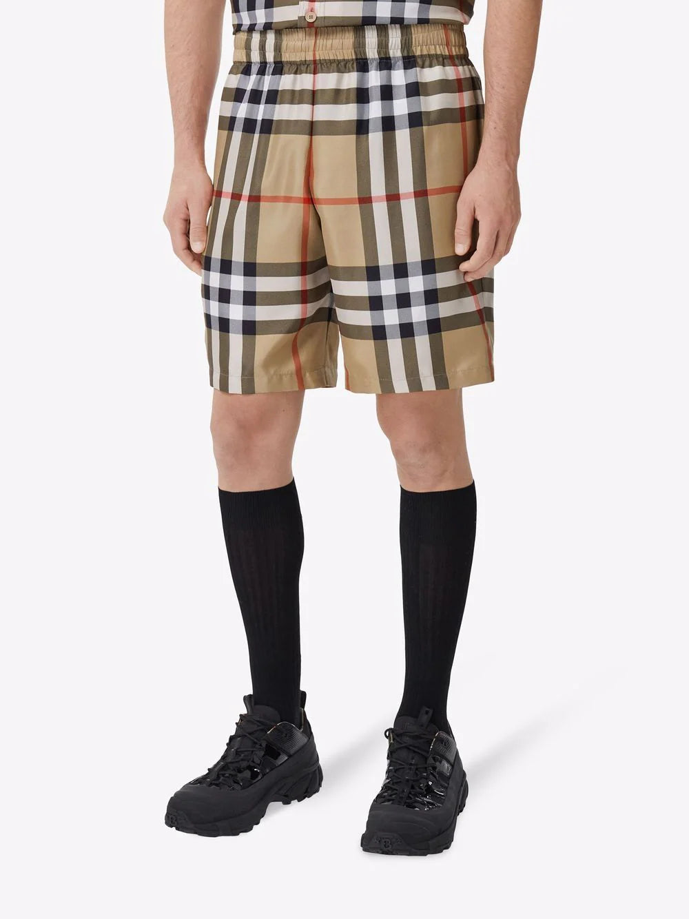 Burberry Beige Check-Print Shorts