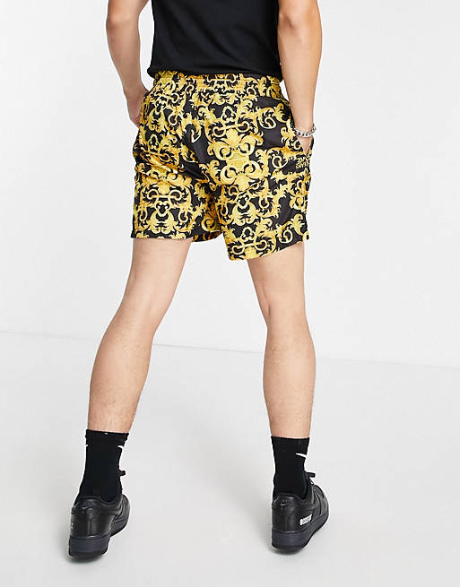 Versace Jeans Couture Yellow Baroque Print Shorts
