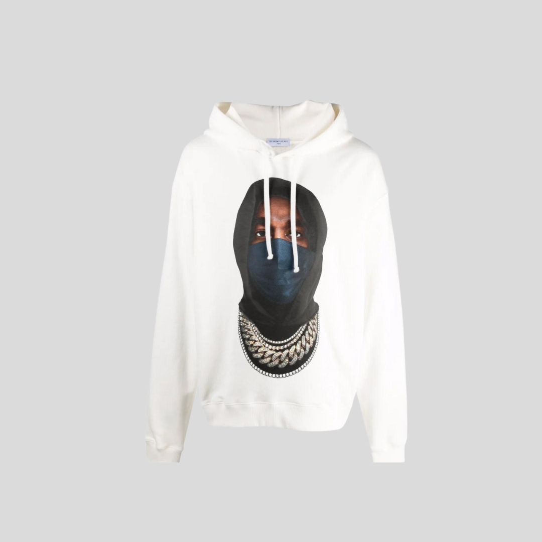 White Mask Graphic Print Hoodie Sweatshirt