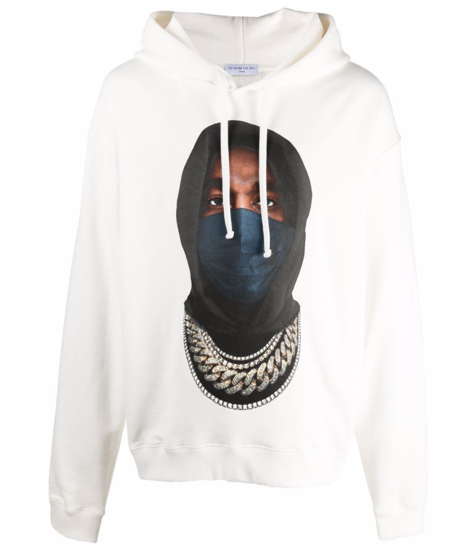 White Mask Graphic Print Hoodie Sweatshirt