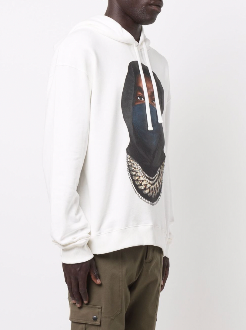 White Mask Graphic Print Hoodie Sweatshirt