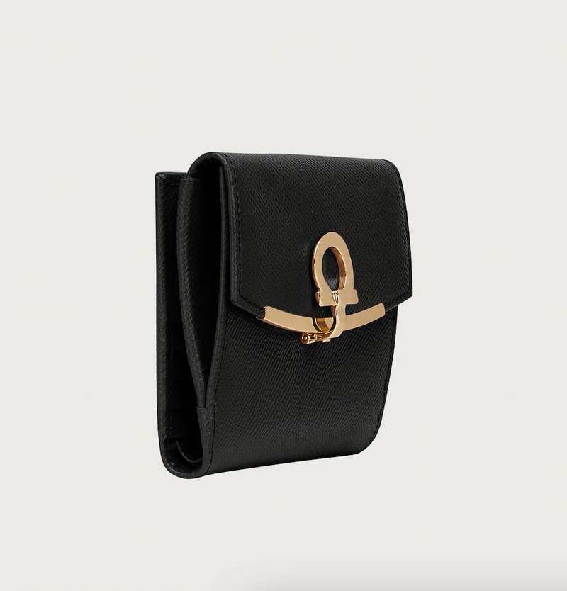 Salvatore Ferragamo Black Gancini French Wallet